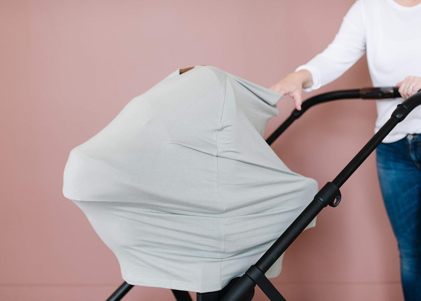 Copper Pearl Multi-Use Cover: Car Seat Covers, Nursing Cover, and Stroller Cover for Sun - Stretchy Fabric, All-Season Use, Stylish Designs, Easy Access for Moms - Stone