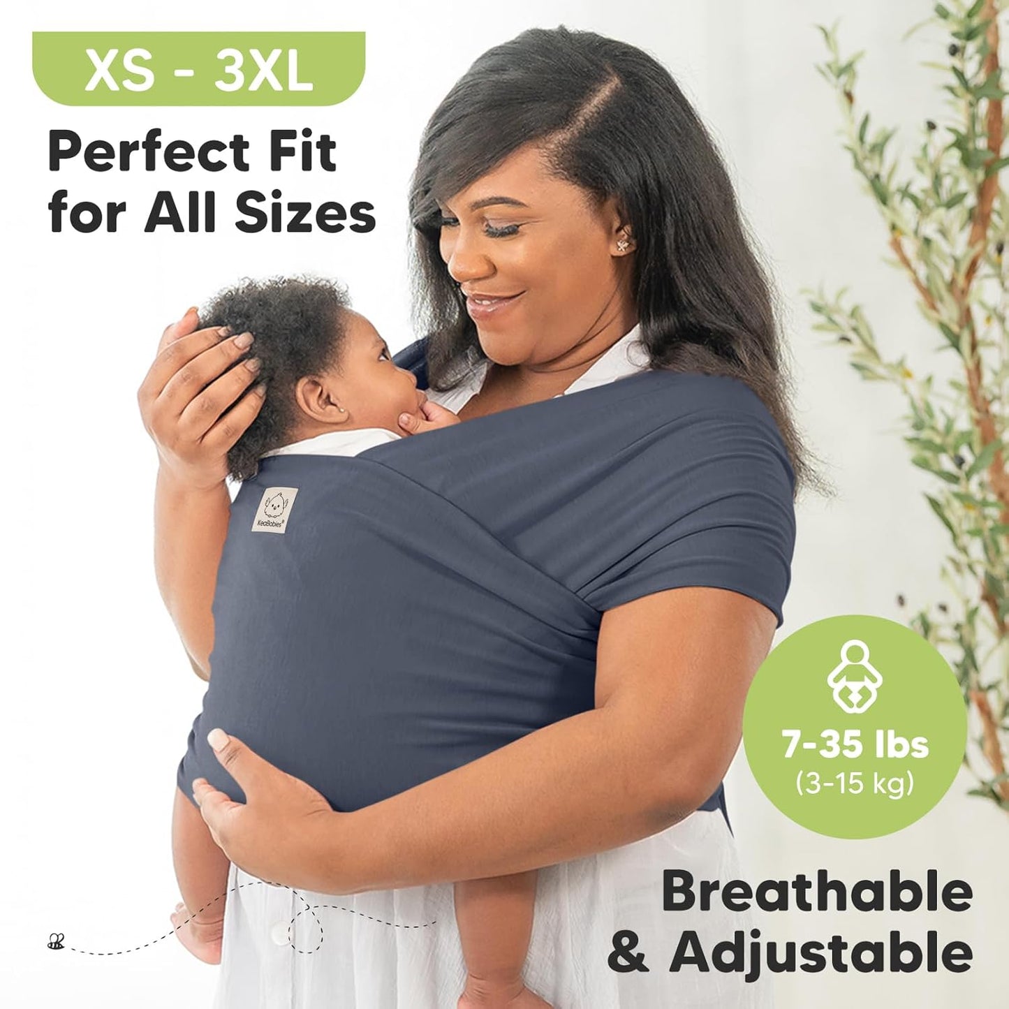 KeaBabies Baby Wrap Carrier - All in 1 Original Baby Carrier Newborn to Toddler Sling, Easy to Wear, Hands Free Bonding, Lightweight, Breathable Infant Wraps (Raven)