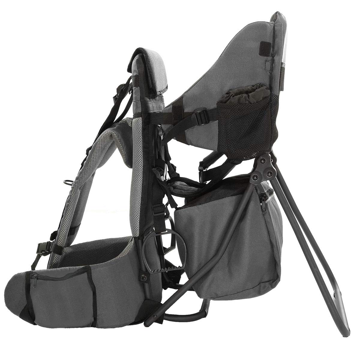 ClevrPlus Cross Country Baby Backpack Carrier, Grey, Toddler Hiking Backpack with Comfortable Seat, Adjustable Straps & Belt, Foldable Frame Lightweight Large Capacity Child Carrier for Outdoor