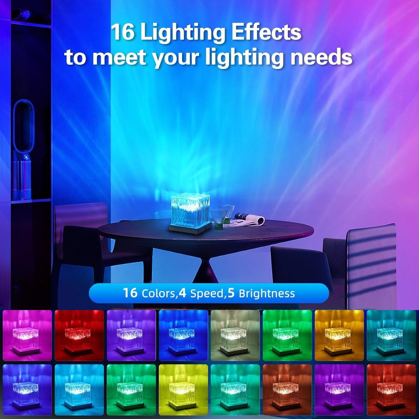 Northern Lights Projector, 16 Colors Rechargeable Aurora Light Projector & Mood Lighting Galaxy Lamp, Aurora Water Ripple Projector Light with Remote Control for Room Decorations,Cool Lights