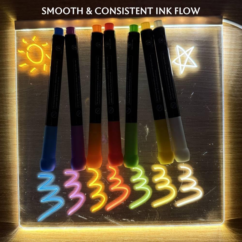 14-Color Neon Markers, erasable liquid chalk for LED Note Board, Whiteboard, Glass, Porcelain, Fabric – Non-Toxic, Quick-Dry, Safe for Kids, Anti-Choke Caps, Easy Erase