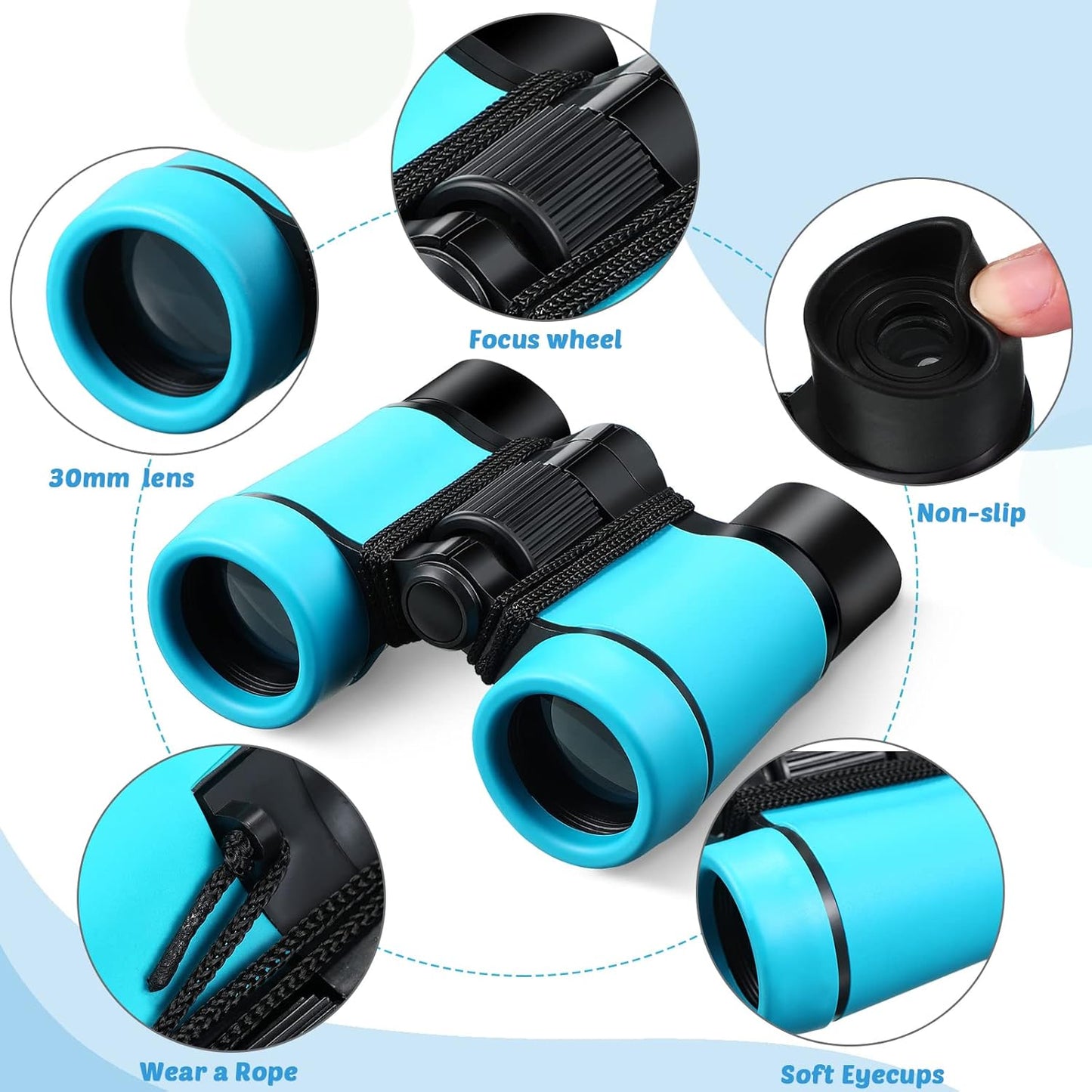 12 Pcs Kids Binoculars - Shock Proof, Folding, Small Telescope for Age 3-12 Boys & Girls - Educational Learning Binoculars for Hunting, Bird Watching, Camping & Outdoor