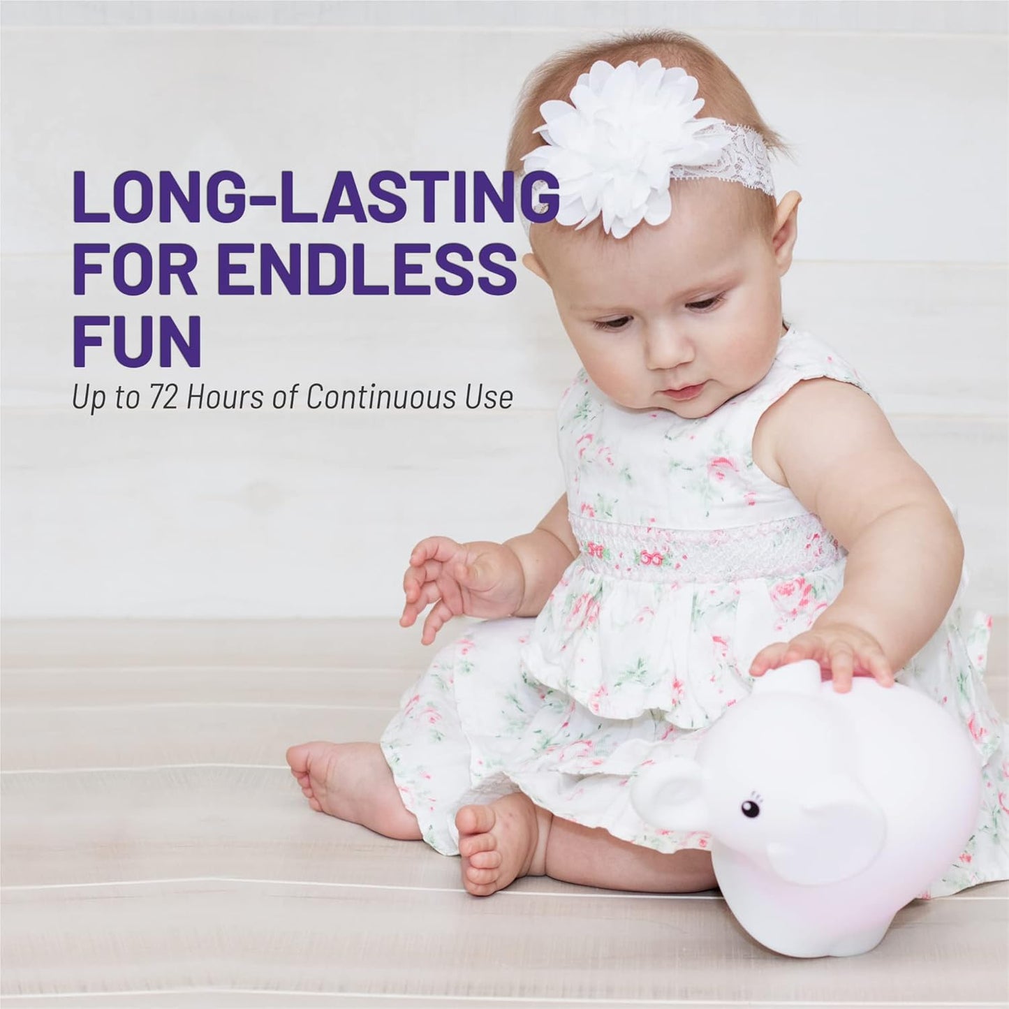 Lumipets Remote Control Silicone Night Light for Kids - Elephant Design with 9 Soft Colors & Sleep Timer - Rechargeable, Battery-Operated Lamp for Bedroom | Baby Nursery, Toddler, Girls, Boys