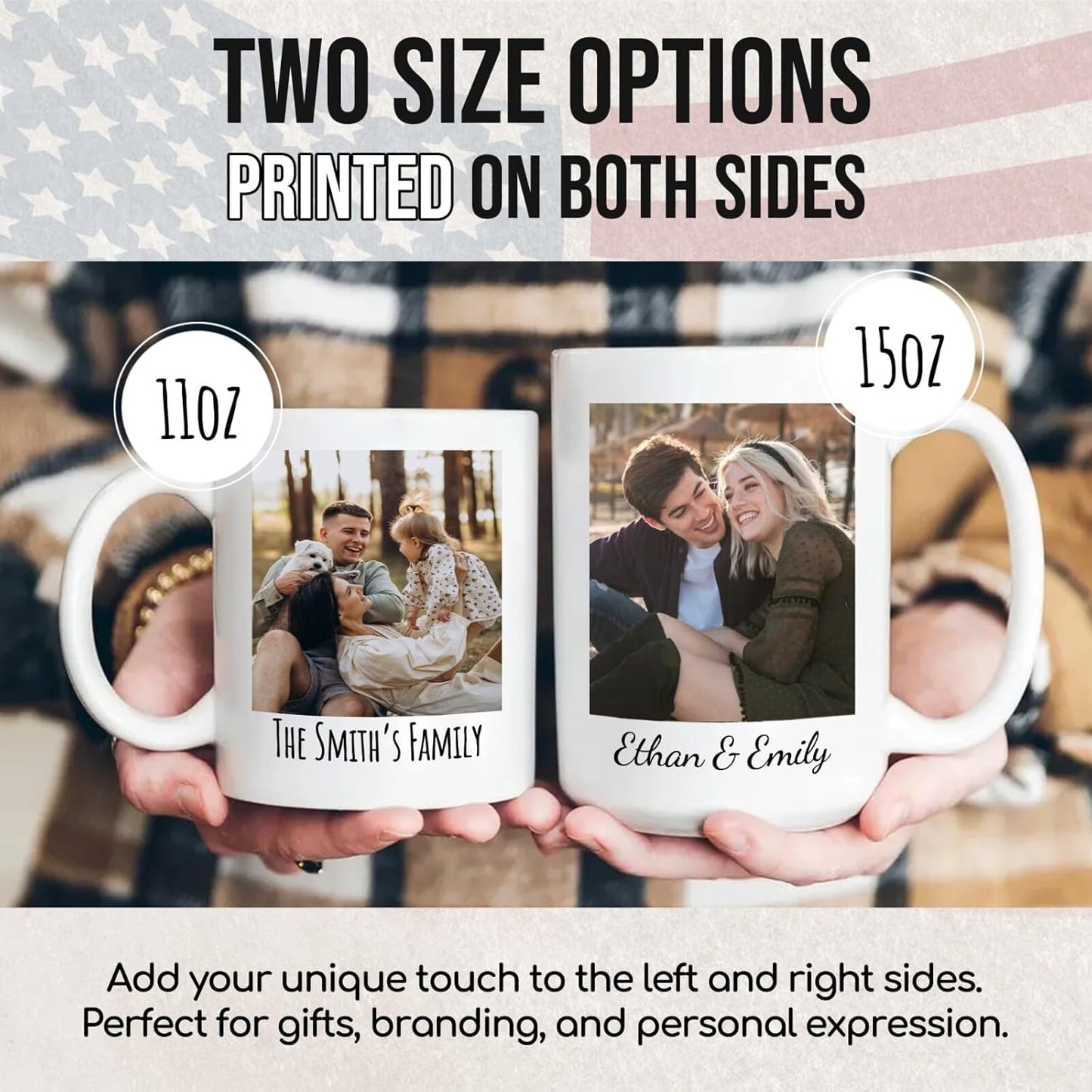 Ship Next Day Custom Mug Design Your Own Photo Text Personalized Picture Gifts for Women Men Customized Gifts Idea Personalized Coffee Mugs 15oz White Handle