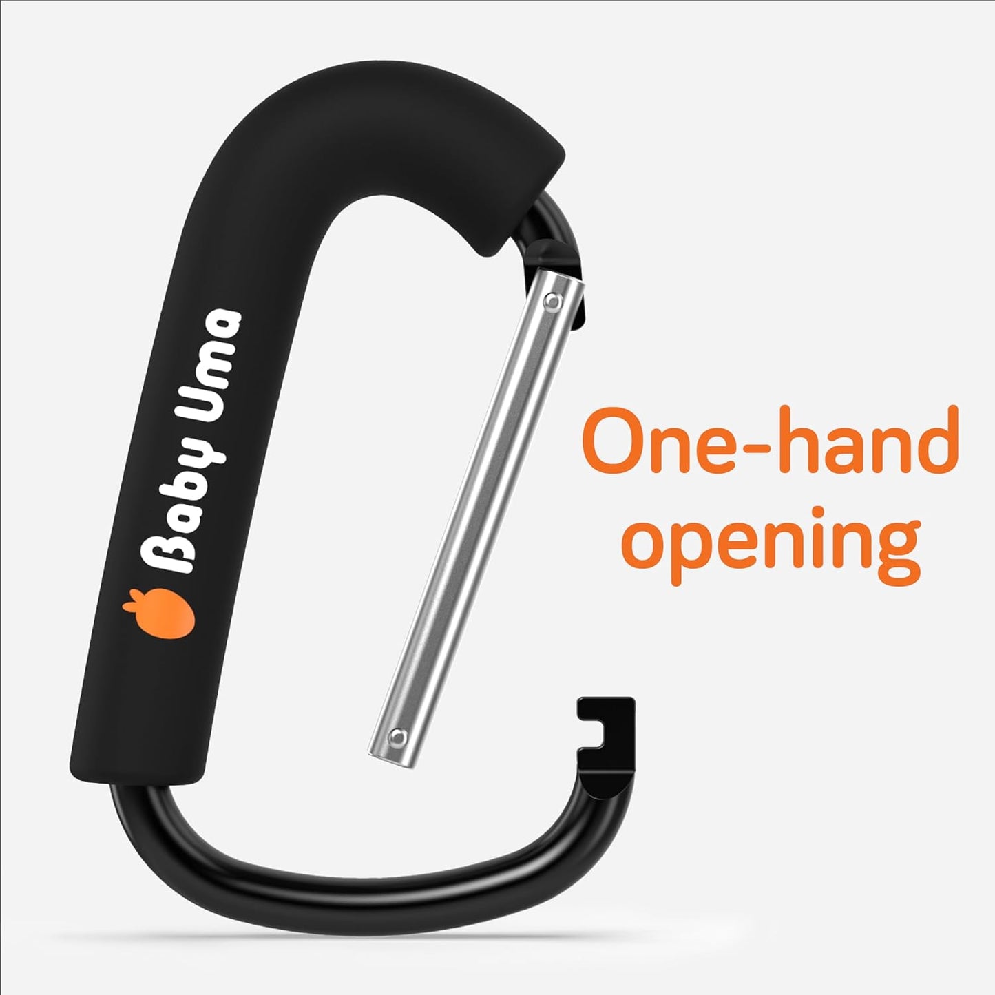Baby Uma XL Stroller Hooks for Bags (2 Pack) - Universal Stroller Clips and Hooks with Foam Handle, 11 lb Weight Capacity per Carabiner, Adjustable & Non-Slip, Baby Travel Essential
