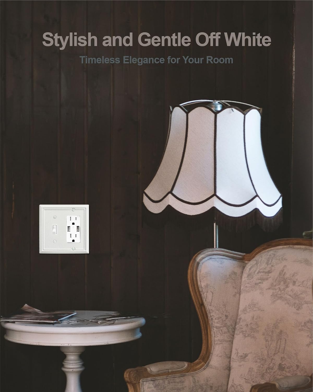 2-Pack Combination Metal Wall Plate, 1 Toggle / 1 Decorator Switch Plates and Outlet Covers, Off White Finish, 4.96''*4.88, Midsize