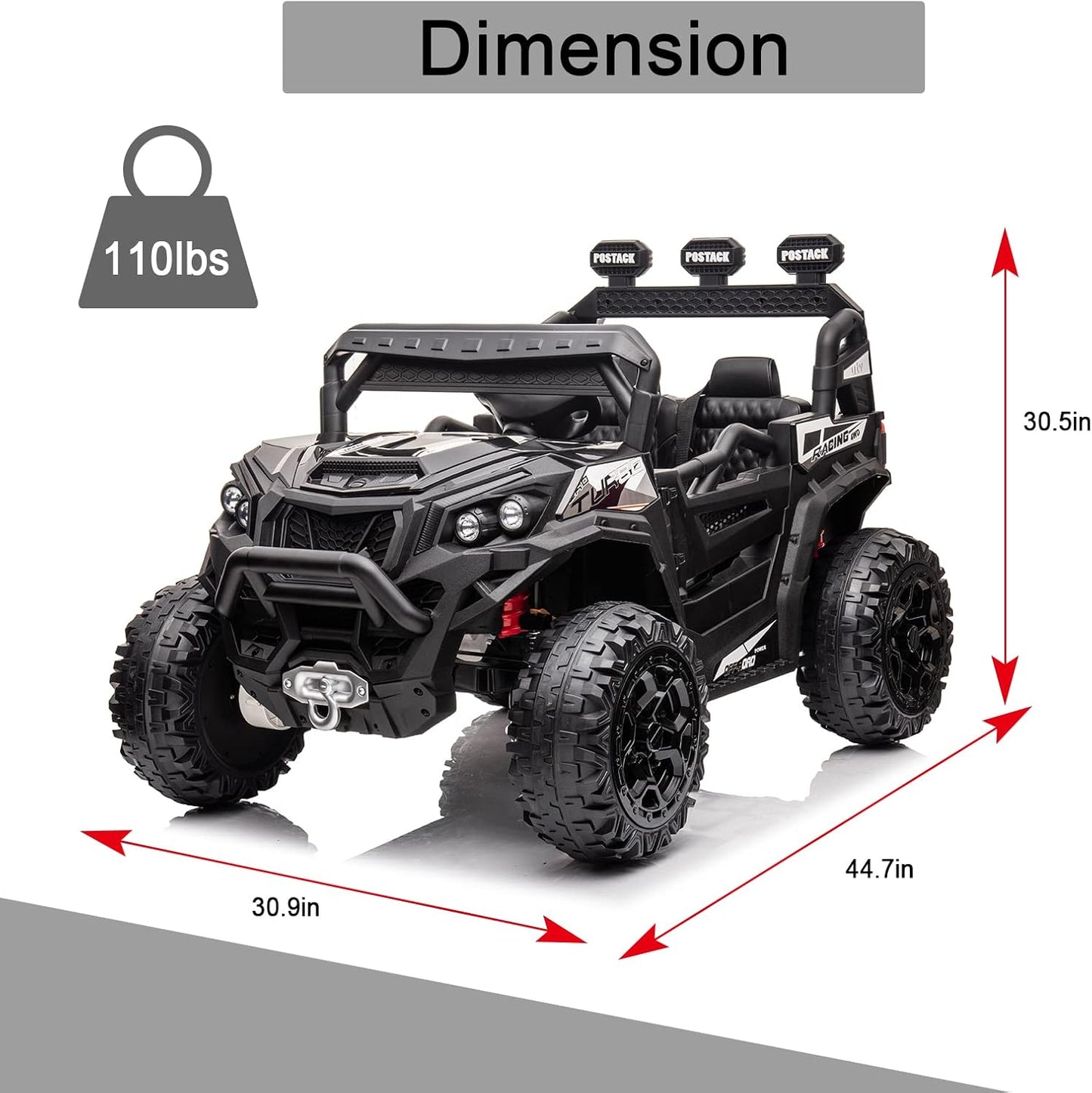 4x4 Kids Ride On Car with Remote Control, 24V Battery Powered Ride On Truck 4WD/2WD Switchable Electric Car for Kids Ride On UTV for Boys with Car Key LED Lights Music, Black…