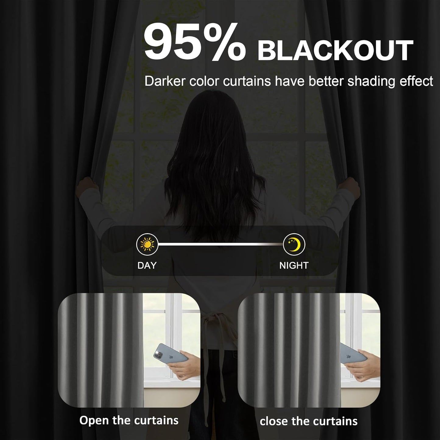 KEQIAOSUOCAI Grey Pinch Pleat Curtains & Drapes 138 Inches Long 2 Panels Set, Privacy Darkening Sound Dampening Window Treatment for Bedroom Vertical Draft Blackout Blinds for Living Room 40 by 138