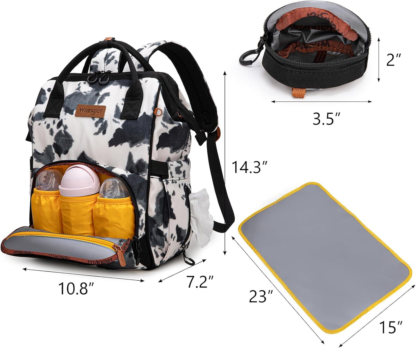 Wrangler Diaper Bag Backpacks Western Backpack Purses Multi-function Baby Bags for Mom with Waterproof Changing Pad & Pacifier Case