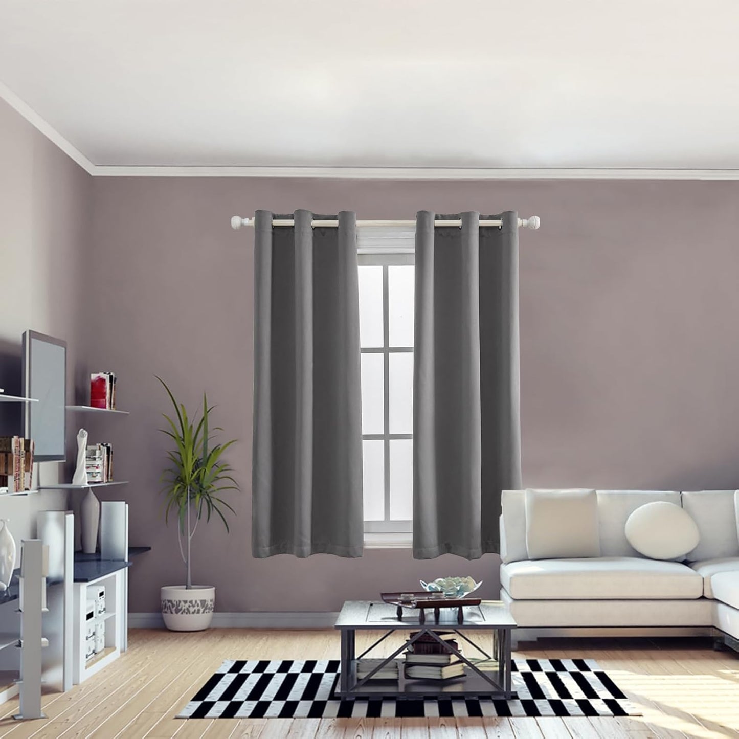 Anytime 100% Blackout Curtain Set, Thermal Insulated & Energy Efficiency Window Draperies for Guest Room, Full Shading Panels for Shift Worker and Light Sleepers（Grey, 2 Panels, 42W x 54L）