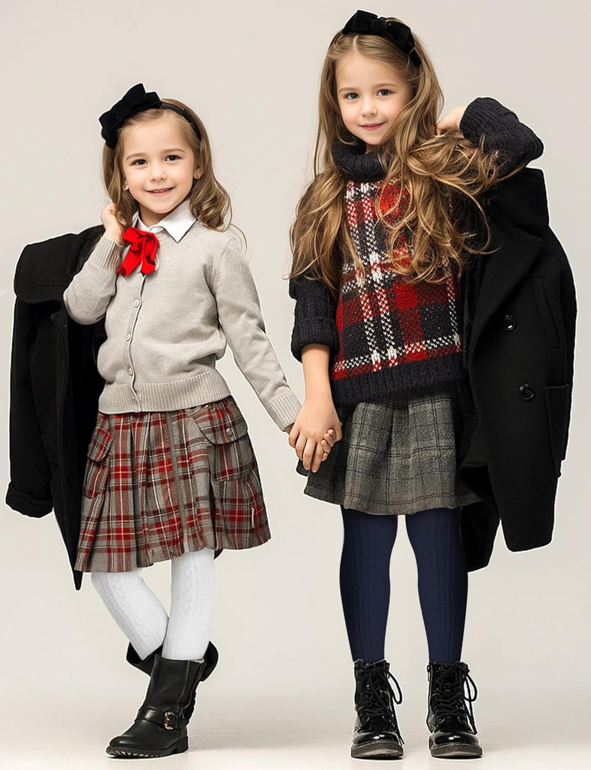 Baby Girls Tights Cable Knit Toddler Leggings Winter Solid Cotton Tights School Stockings 2 Pack 2T-12 Years