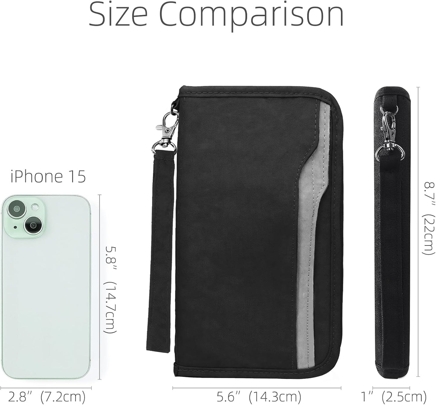 ZOPPEN Passport Holder Family RFID Passport Wallet, Passport Holder Women/Men, Travel Wallet Documents Organizer Zipper Case with Removable Wristlet Strap, Travel Essentials for Flying