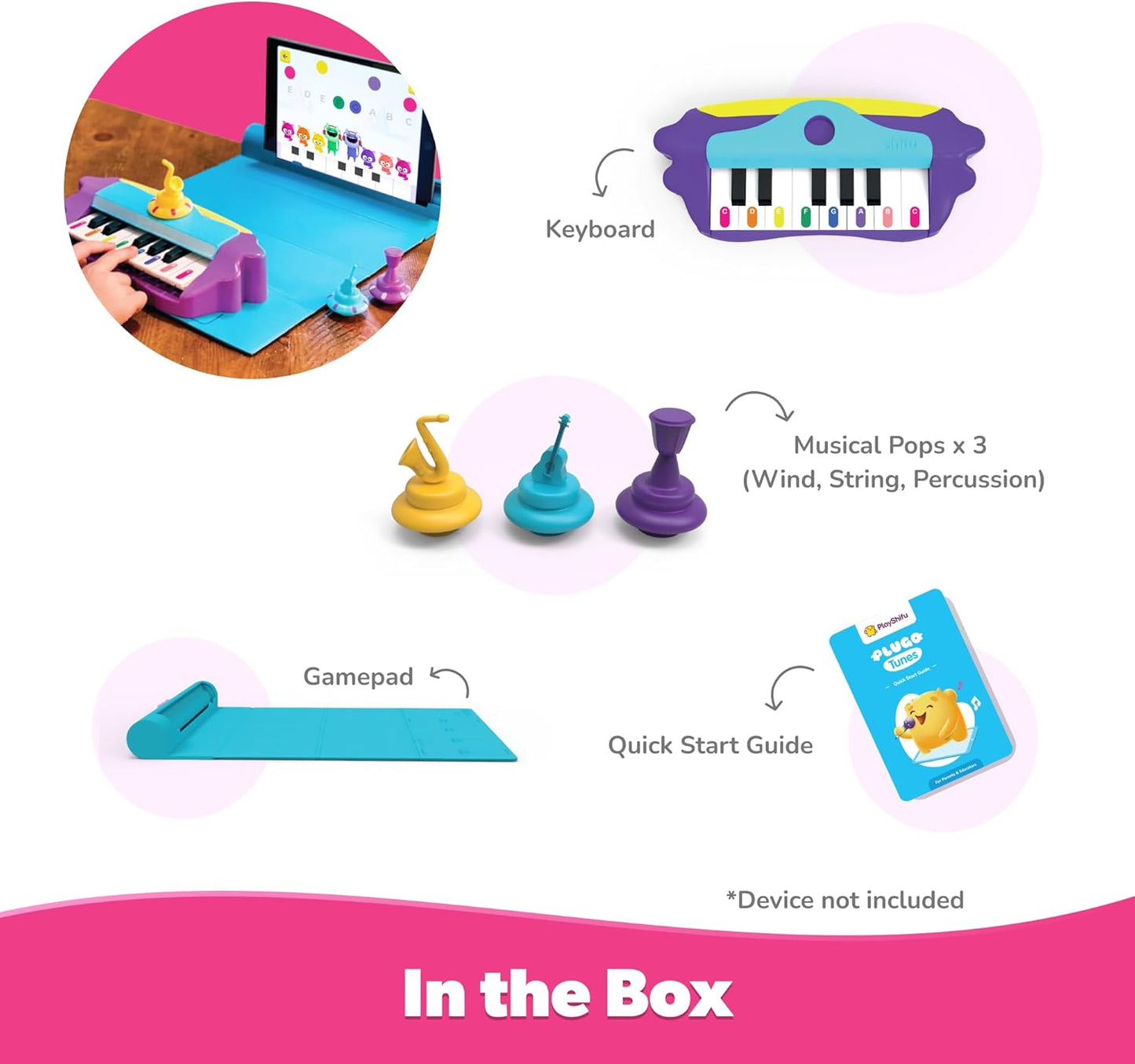 Plugo Tunes by PlayShifu (Kit+App): Interactive Piano Starter Kit for Ages 4-10 | Educational Musical Toys for Early Childhood | Perfect Music/Musical Gift for Boys & Girls (Works with tabs/mobiles)