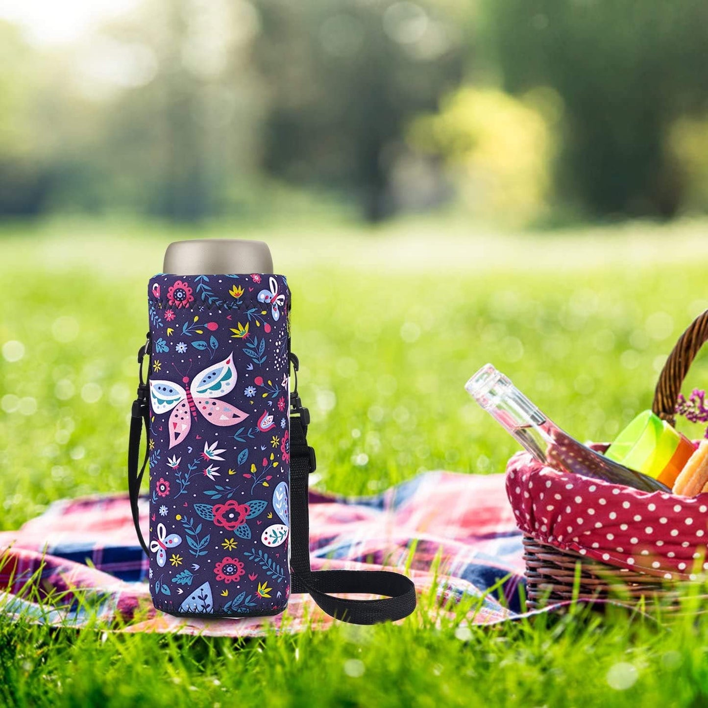 AUPET Water Bottle Bag Carrier,24oz/32oz Insulated Neoprene bottle Sling Holder Case Pouch Cover for 1000ML/750ML Bottles with Shoulder Strap for walking