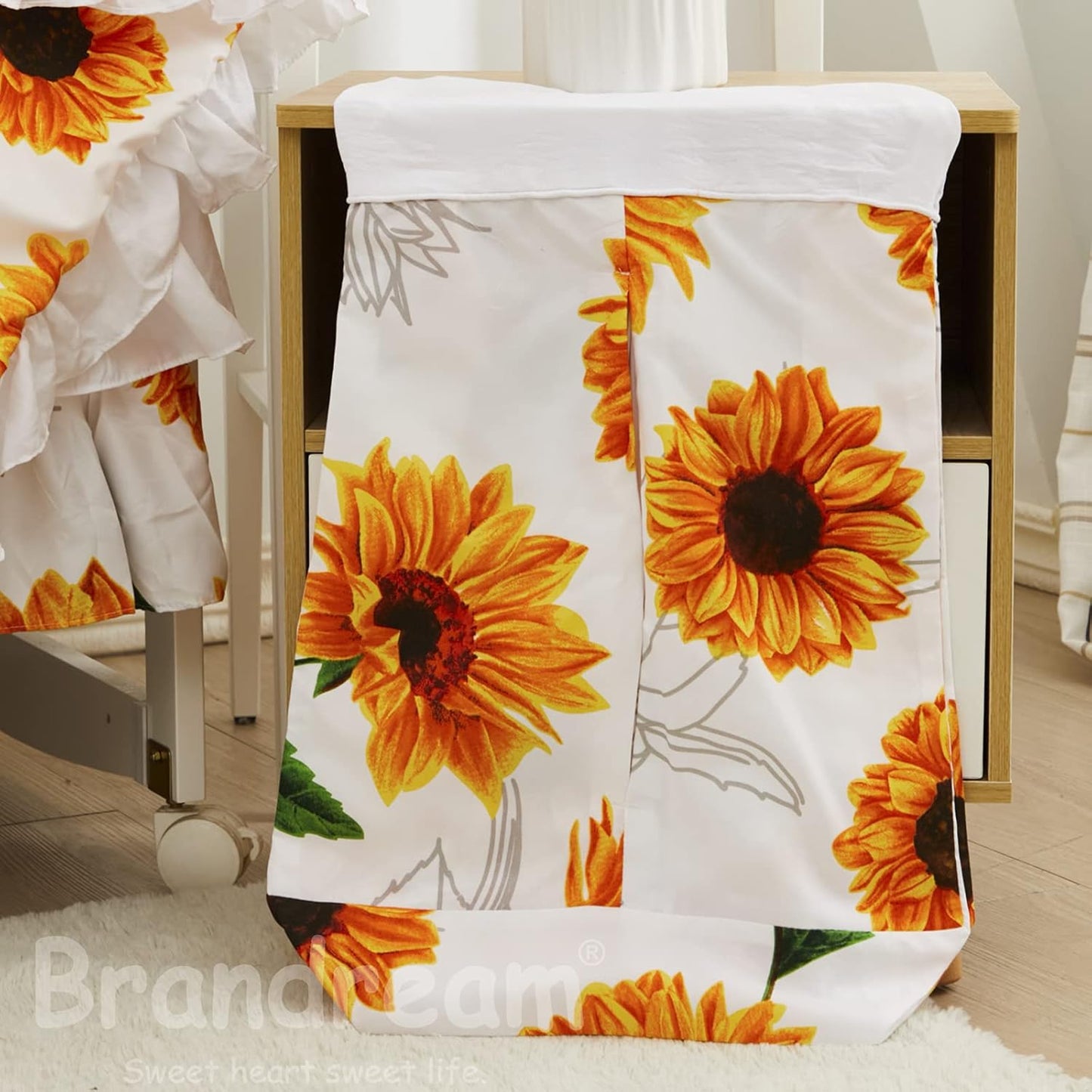 Brandream Nursery Bedding Farmhouse Floral Baby Bedding Yellow White Crib Blanket Set Sunflower Girls Boho Fitted Sheet,6 Piece