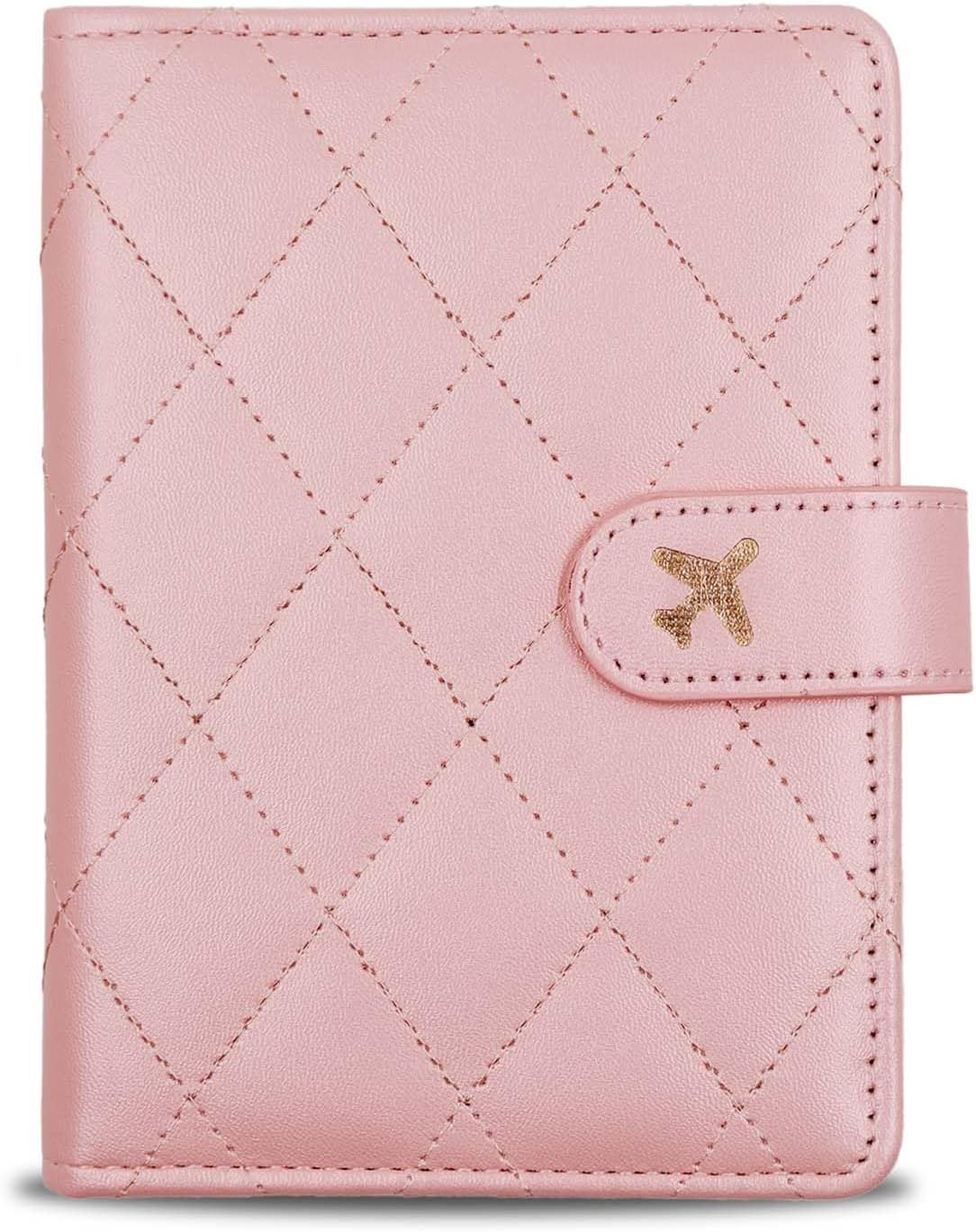 Melsbrinna Rfid Passport Holder for Travel women/Men, Cute Passport Wallet Rfid Blocking Card Slots, Rfid Passport Cover/CaseTravel Wallet, Passport Book Holder (1, LG PINK)