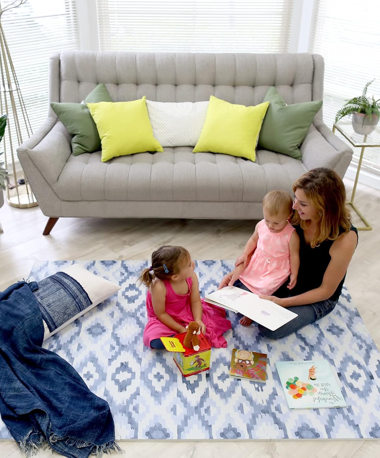 Yay Mats Stylish Extra Large Soft Baby Play Mat. Soft, Thick, Non-Toxic Foam playmat Covers 6 ft x 4 ft. Expandable Interlocking Floor Tiles Toddlers and Kids Playmat Tummy Time Mat