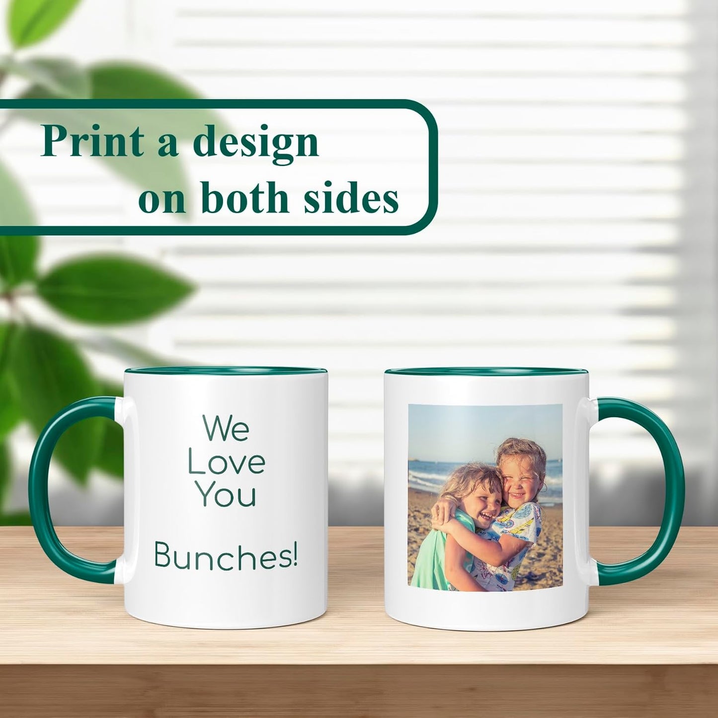 Personalized Coffee Mug, Custom Photo Text 11 Oz Ceramic Mug, Customized Picture Name Tea Cup, Unique Gift Idea, Taza Cafe Personalizadas Fotos, Cute Custom Gifts Mom Women Men, Father's Day, Green