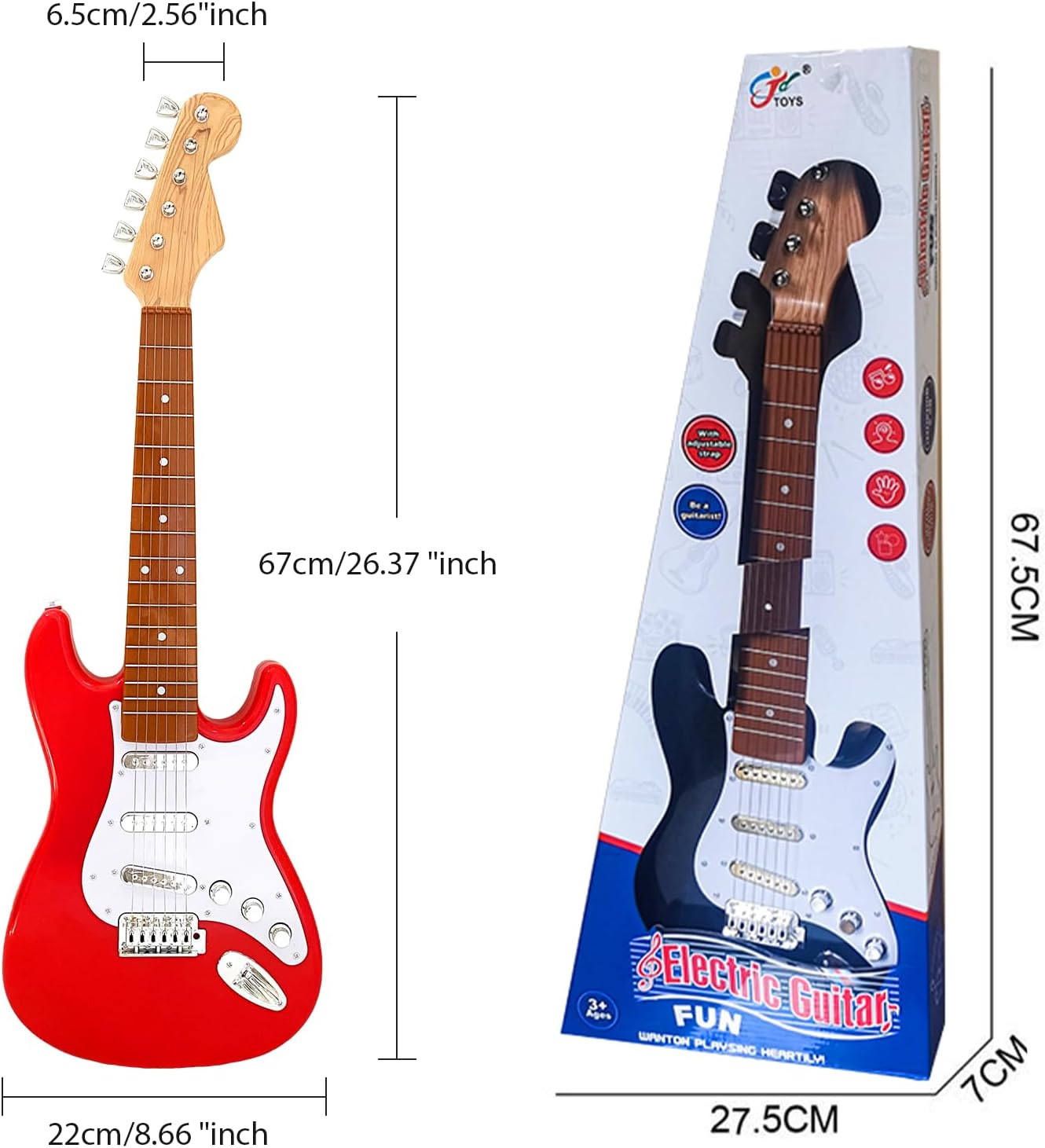 26 Inch Guitar Toy for Kids,Portable Guitar Toy Musical Instrument Toy, Educational Learning Musical Instrument Toy for Ages 3-12 Children Birthday Present for Beginner Children Boys Girls