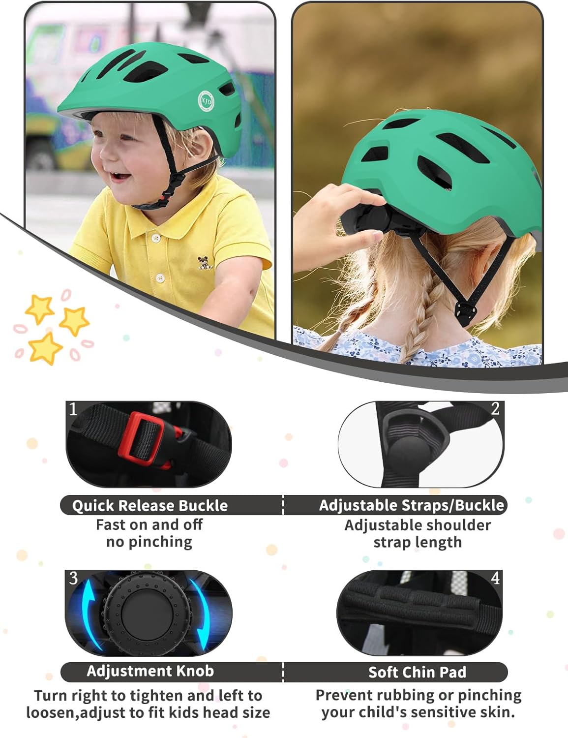 XJD Toddler Helmet Kids Bike Helmet for Infant/Baby Multi-Sport Adjustable Skateboard for Kids Boys Girls Lightweight for Age 1 and Older