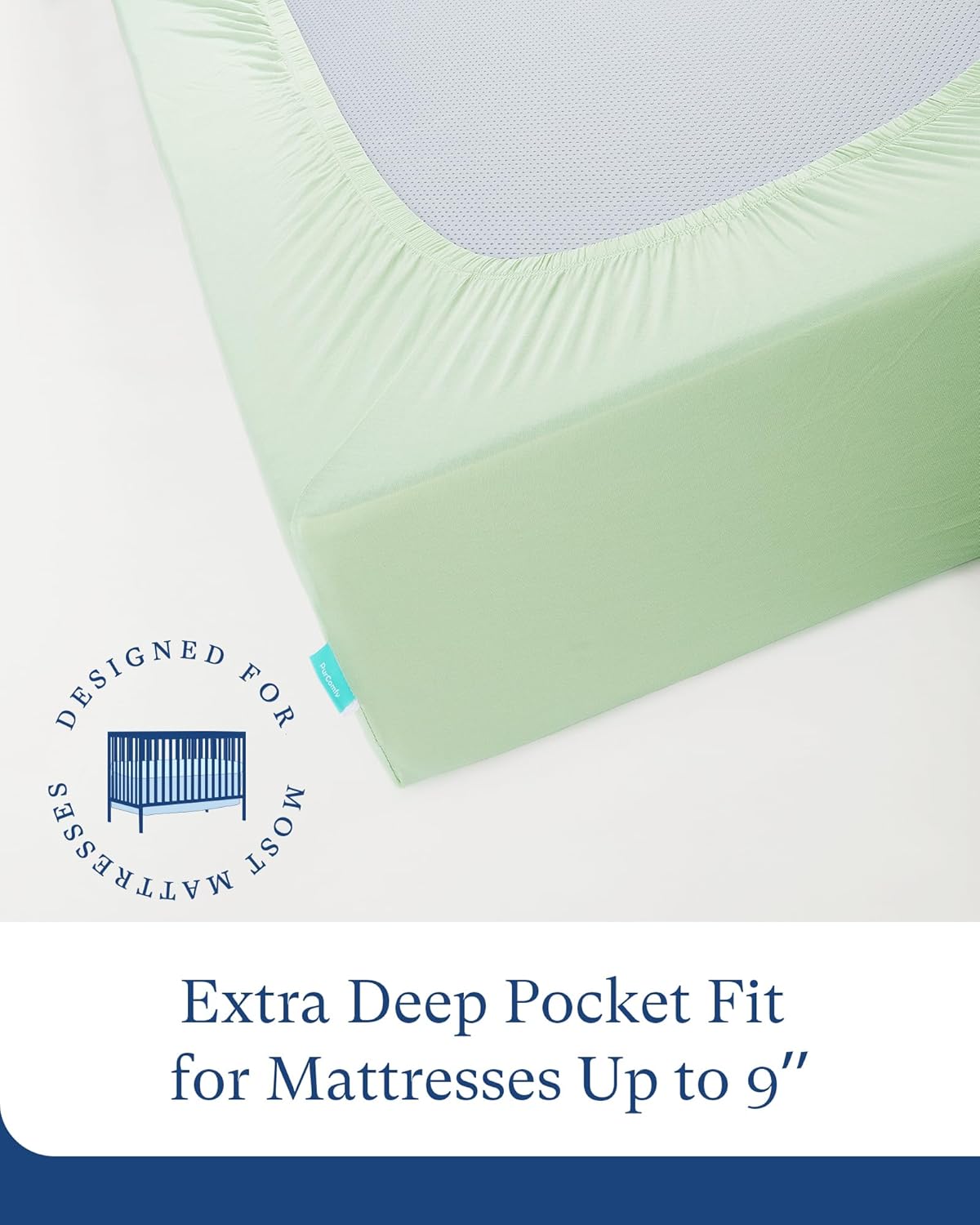 Supersoft Crib Sheets 2-Pack, Premium Bamboo Viscose Stretchy Fitted Crib Sheet, Hypoallergenic Breathable Crib Sheets Boy Girl, Neutral Baby Crib Mattress Sheet, 9'' Extra Deep Pocket