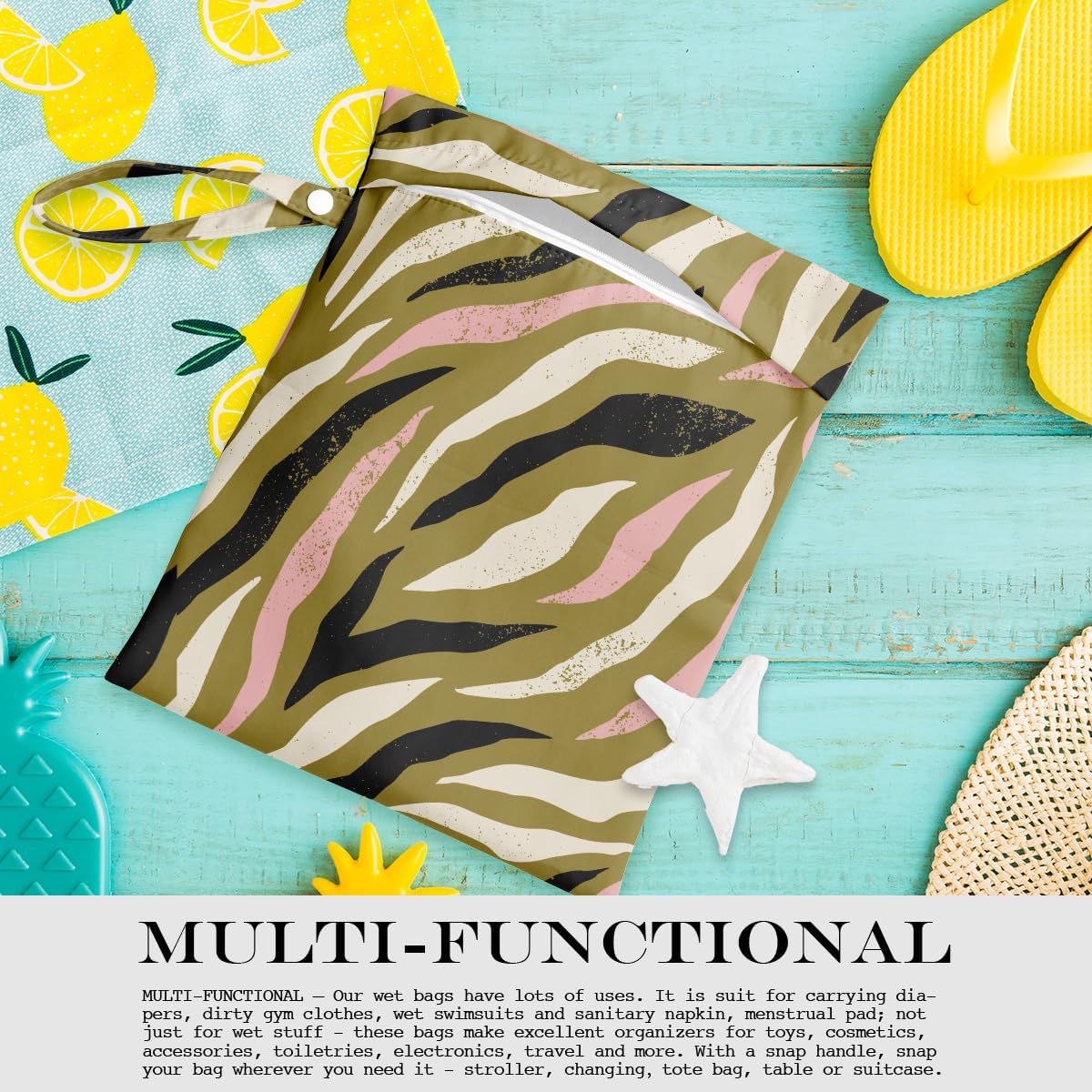 Wet Bag, Wet Dry Bag, Wet Bag for Swimsuit, Travel, Beach, Pool, Diapers, Dirty Yoga Gym Clothes, Makeup Bag, Waterproof Tropical Palm Leaves Decor Jungle Palm Leaf Favors