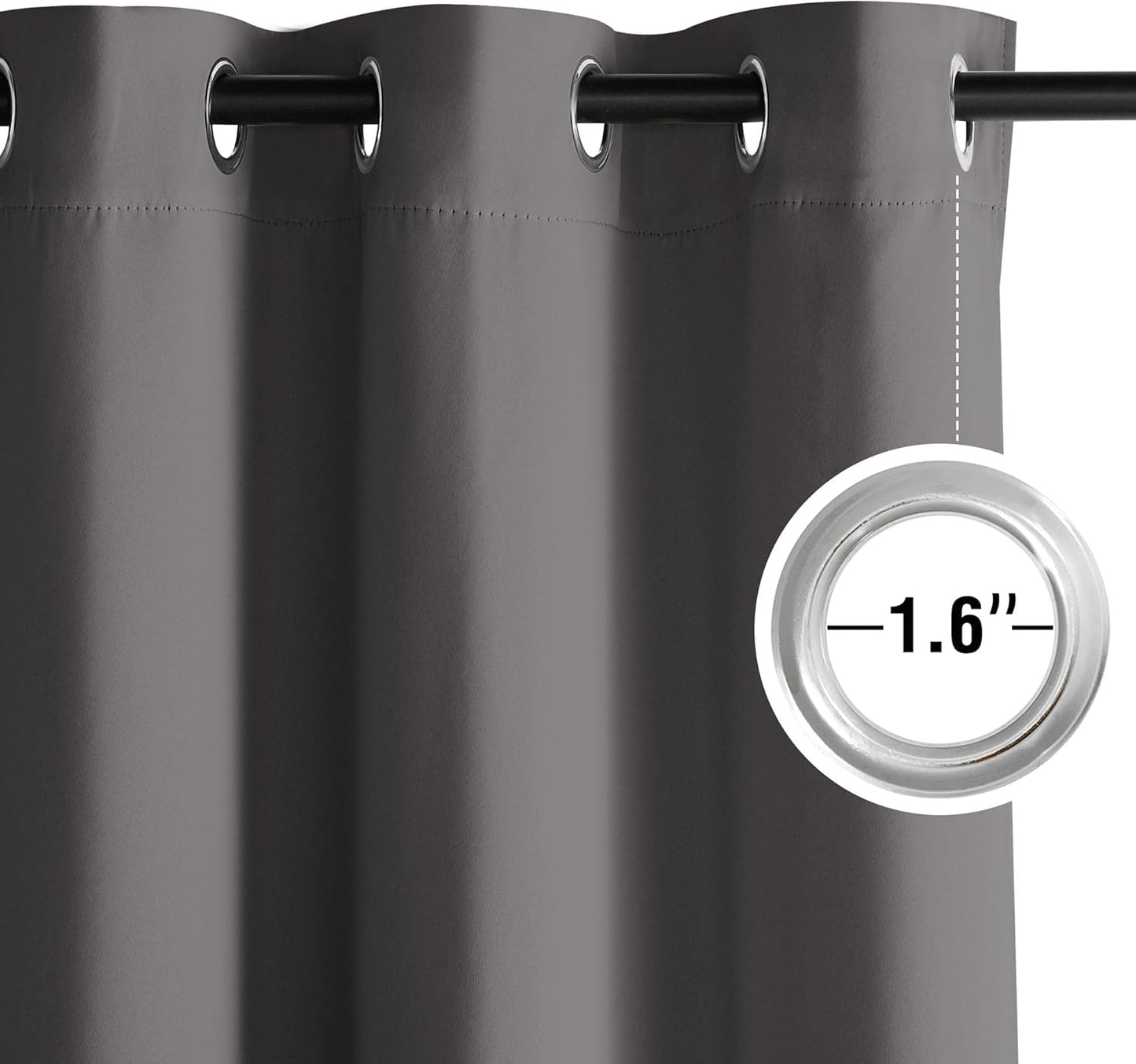 NICETOWN Blackout Curtains 96 inches Long for Living Room, Room Darkening Curtains Grey 2 Panels, 3 Pass Microfiber Noise Reducing Thermal Insulated Solid Ring Top Blackout Window Drapes