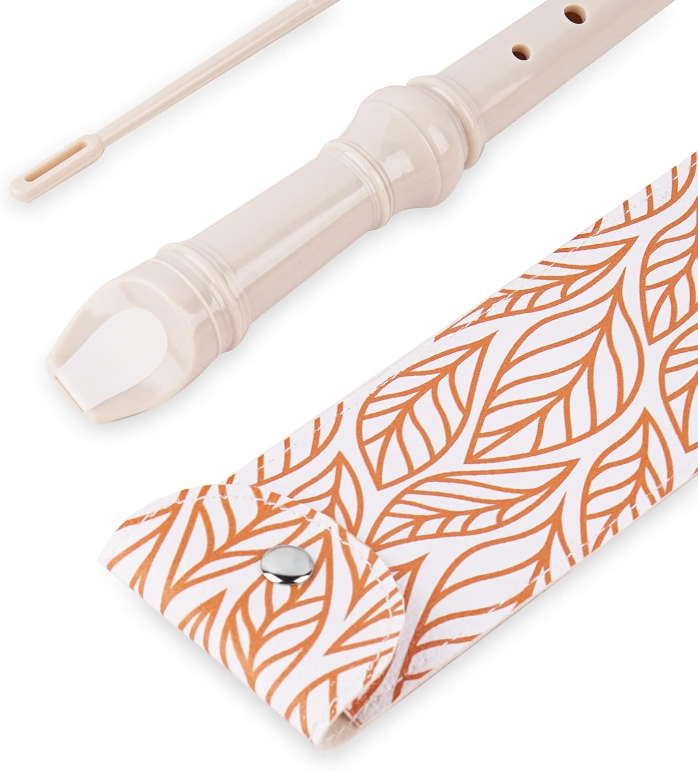 Recorder Instrument for Beginner Kids Adults,8-Hole Soprano Descant Recorder Music Flute with with Cleaning Rod & Leather Case For School Student Home Entertainment(2-Gold Leaf)