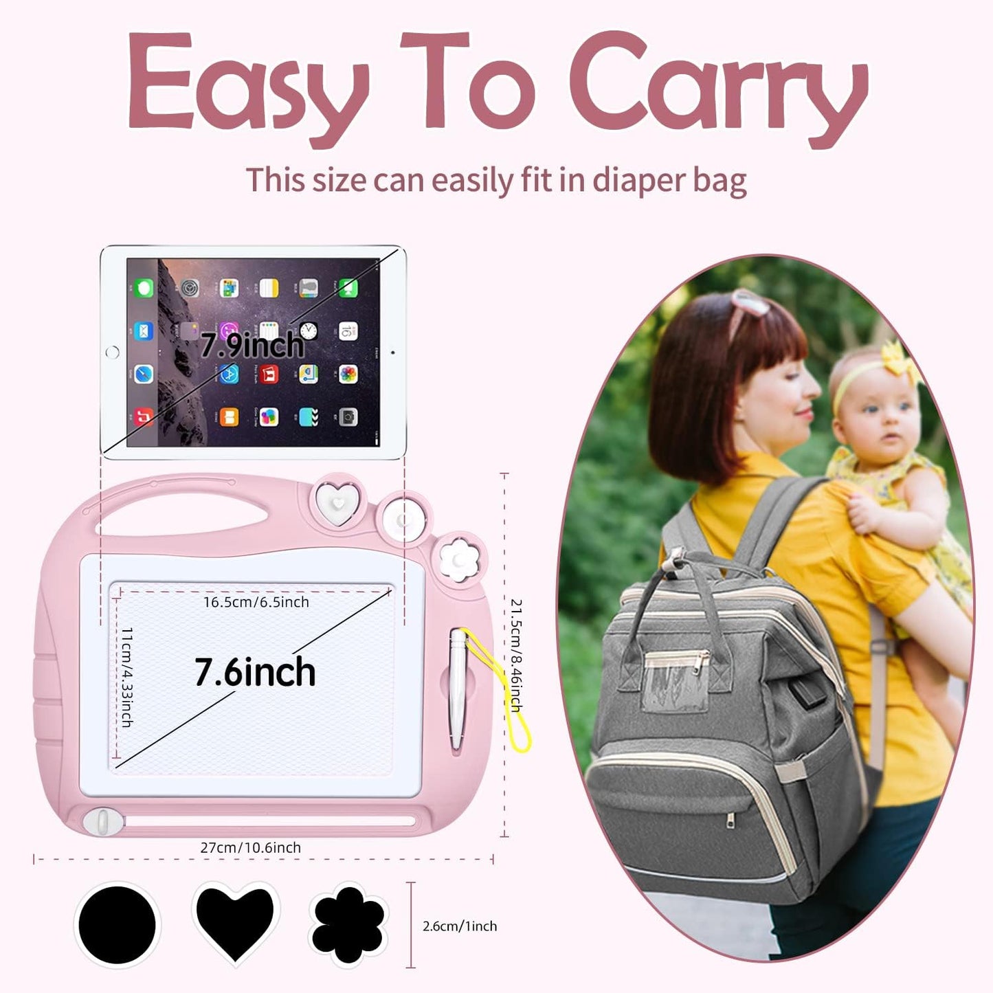 AiTuiTui Magnetic Drawing Board Toddler Toys for Girl Gifts, Erasable Doodle Sketching Writing Pad Travel Games for Kids in Car, Early Education Learning Skill Development Toys for Toddlers