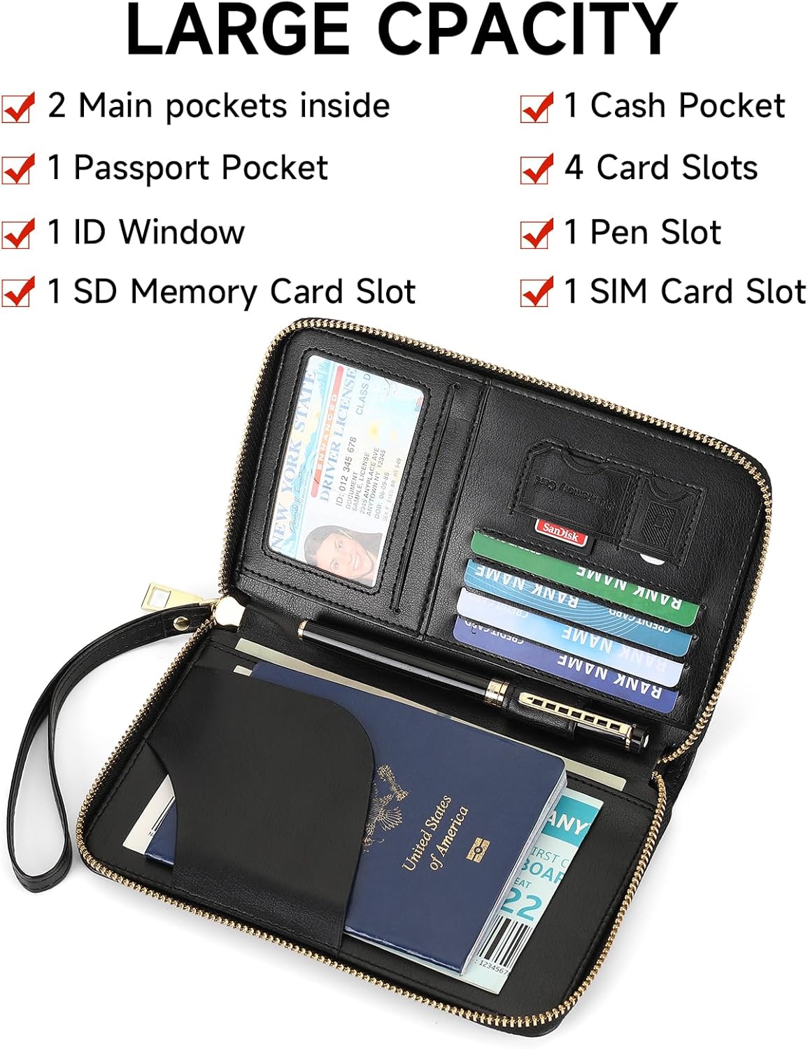 Leather RFID Blocking Passport Holder Travel Wallet, Passport Cover/Travel Wallet for Women/Men with