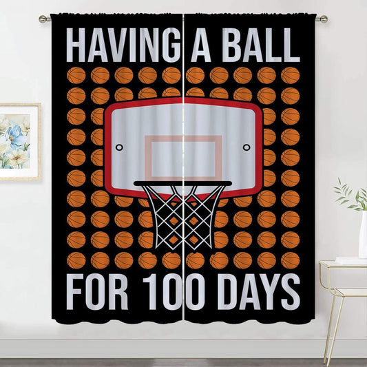 Basketball Blackout Curtains for Boy Girl Room Darkening Decor,Sports Themed Hoop and Many Basketballs Bedroom Living Room Home Rod Pocket Thermal Insulated Window Curtain/Drapes Panel,63x63 Inch…