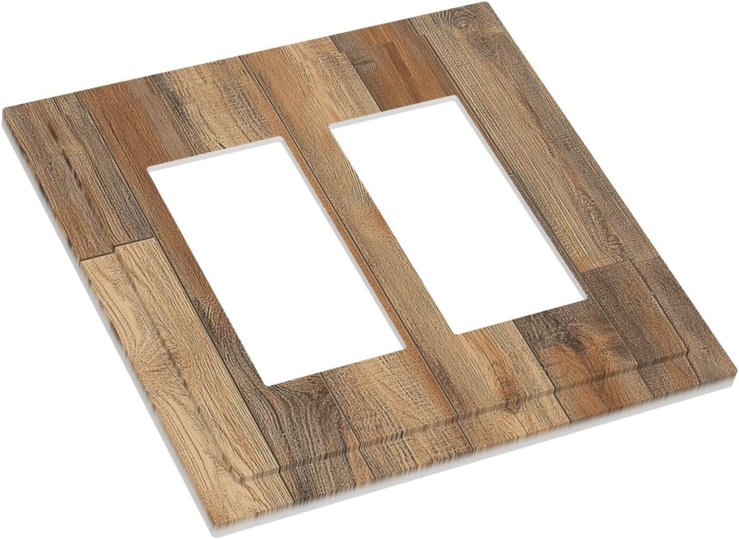 Decorative Outlet Covers Retro Rustic Brown Wood Grain 2 Gang Double Gfci Rocker Electrical Wall Panels Light Switch Cover Plate For Farmhouse Cabin Decor