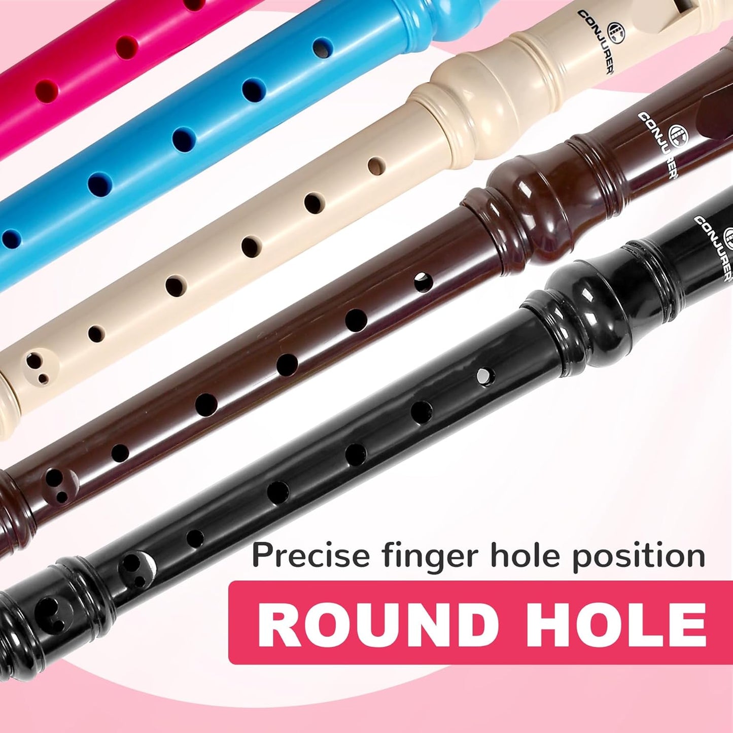 Soprano Recorder Instrument for Kids Student - German Fingering 8 Hole Flute ABS Descant Recorders for Beginners 3pcs Removable with Cleaning Rod and Storage Bag, Black