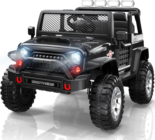 L8 2 Seater Ride On Car, 12V Kids Electric Car w/Remote Control, 4-Wheel Suspension, Bluetooth Speaker, Multi Music Modes, 3 Speeds, LED Lights, Xmas & Birthday Gift Ideas for Kids Ages 3+