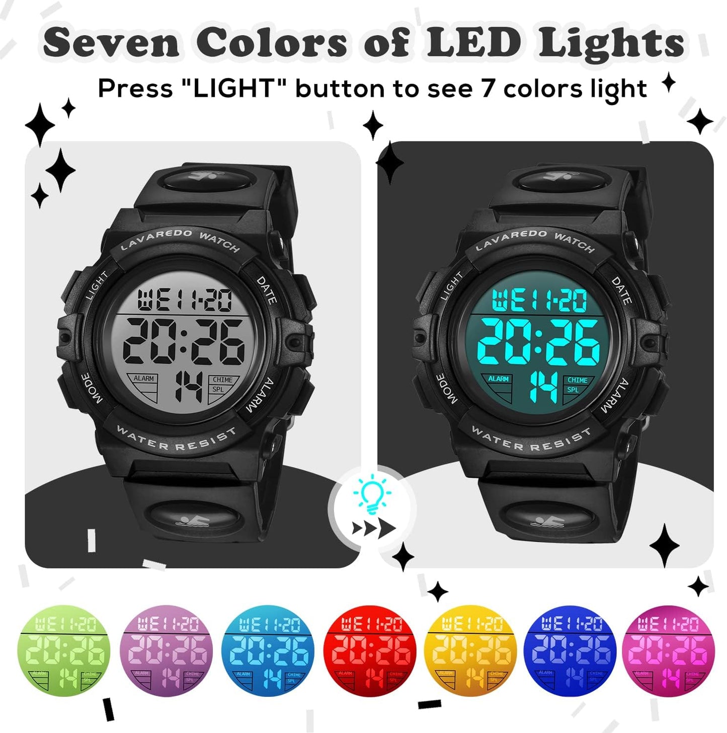 Kids Watch,Boys Watch for 3-15 Year Old Boys,Digital Sport Outdoor Multifunctional Chronograph LED 50 M Waterproof Alarm Calendar Analog Watch for Children with Silicone Band,Kids Gift