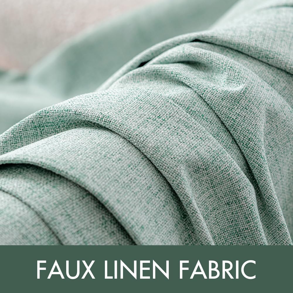 MIULEE Linen Texture Curtains for Bedroom Solid 100% Blackout Thermal Insulated Seafoam Green Curtains Grommet Room Darkening Curtains/Draperies for Living Room Nursery 52x108 Inch (2 Panels)