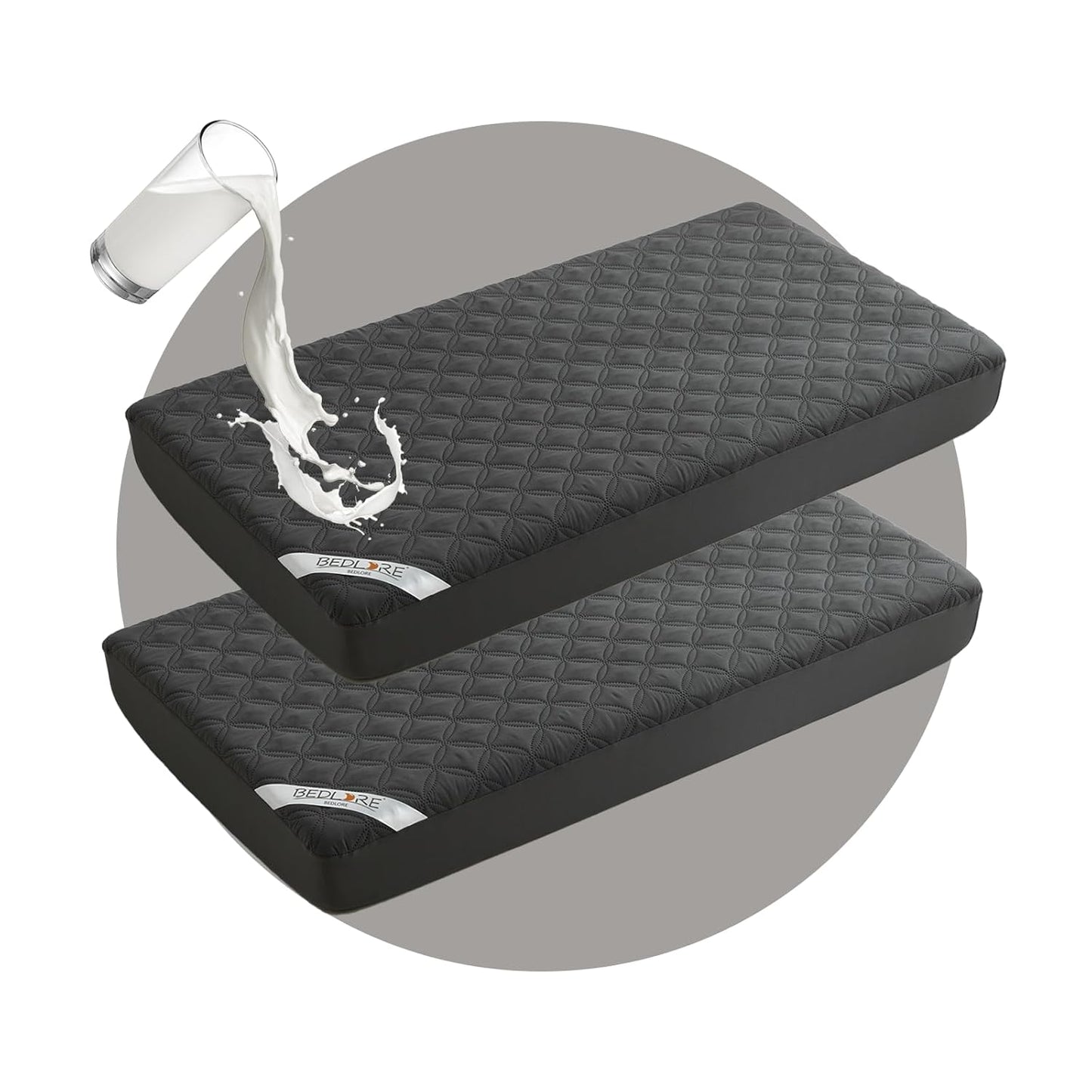 BEDLORE Waterproof Mattress Protector Crib, 2 Pack Soft Gray Mattress Pad, Noiseless Machine Washable Mattress Cover, Ultimate Protection for Your Baby's Crib Toddler Bed (52''x28'')