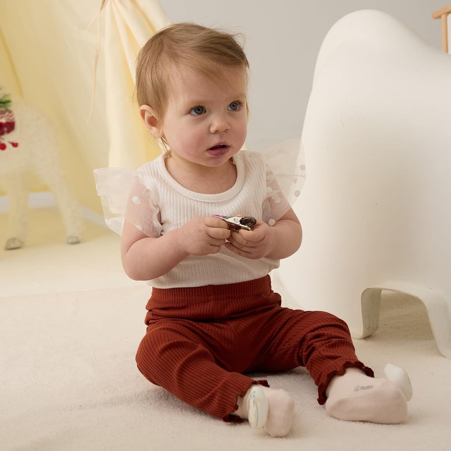 SOBOWO Baby Girl Leggings Pants Toddler Girls Solid Ribbed Pants 3 Pack Ruffle Bottoms Trouser Fall Winter Clothes 9M-3T