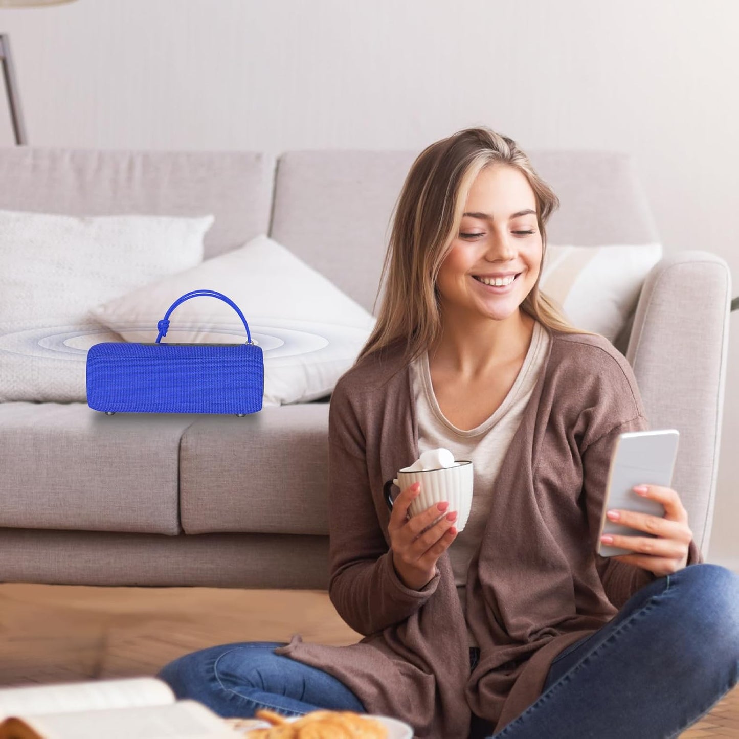 Bluetooth Speaker, Portable Wireless Clear Loud Stereo Sound IPX5 Waterproof with RGB Lights BT5.3 Long Playtime TWS Pairing,for Home Party Outdoor Beach,Great Gift Choice (Blue)