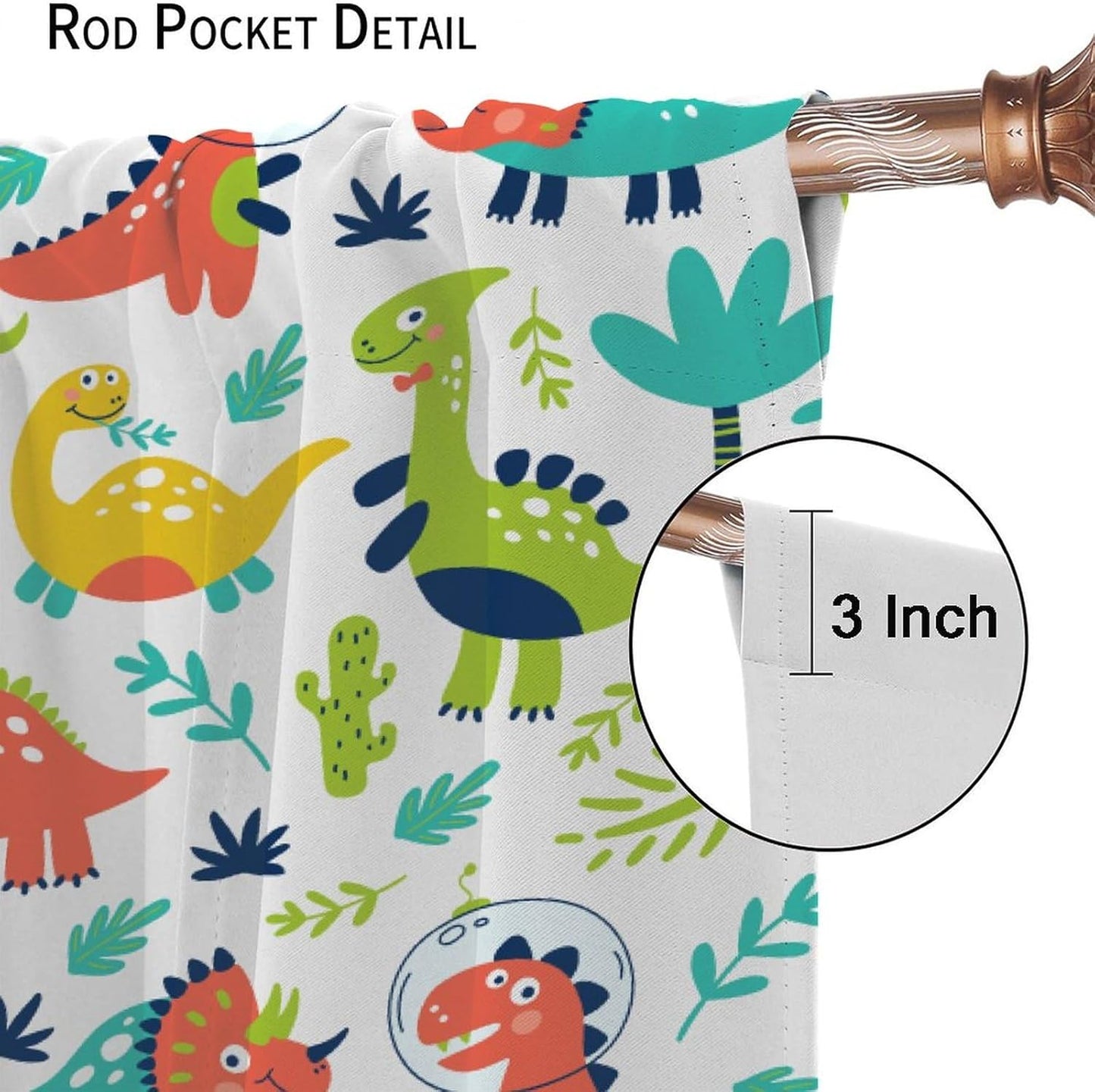 Rustic Dinosaurs Curtains Colorful Dino Kids Boys Cartoon Cute Cool Funny Decor Printed Blackout Rod Pocket Window Drapes for Living Room Bedroom W21xL45in Decor