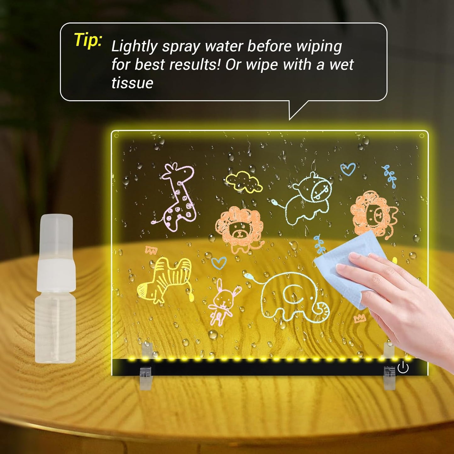 Doodle Glow, LED Note Board with Colors, 14.1"x10.9" Arvana Acrylic Dry Erase Board, 16M-Color LED Light-Up Memo Board w/Music Sync, APP & Remote, Stand & 7 Markers, Neon Glow Display (Black)