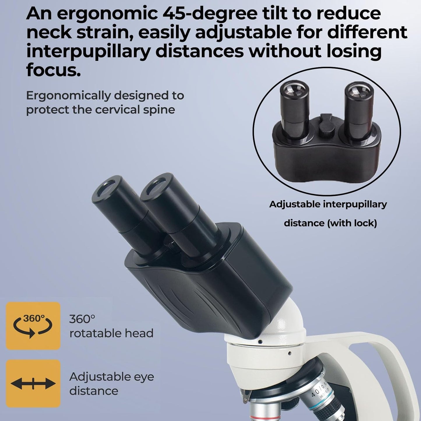 [Cost-Effective] Binocular Microscope, Vabiooth Lab Compound Binocular Microscope 40X-2500X Magnification with Two-Layer Mechanical Stage, Wide-Field 10X and 25X Eyepieces, Abbe Condenser, Metal Body