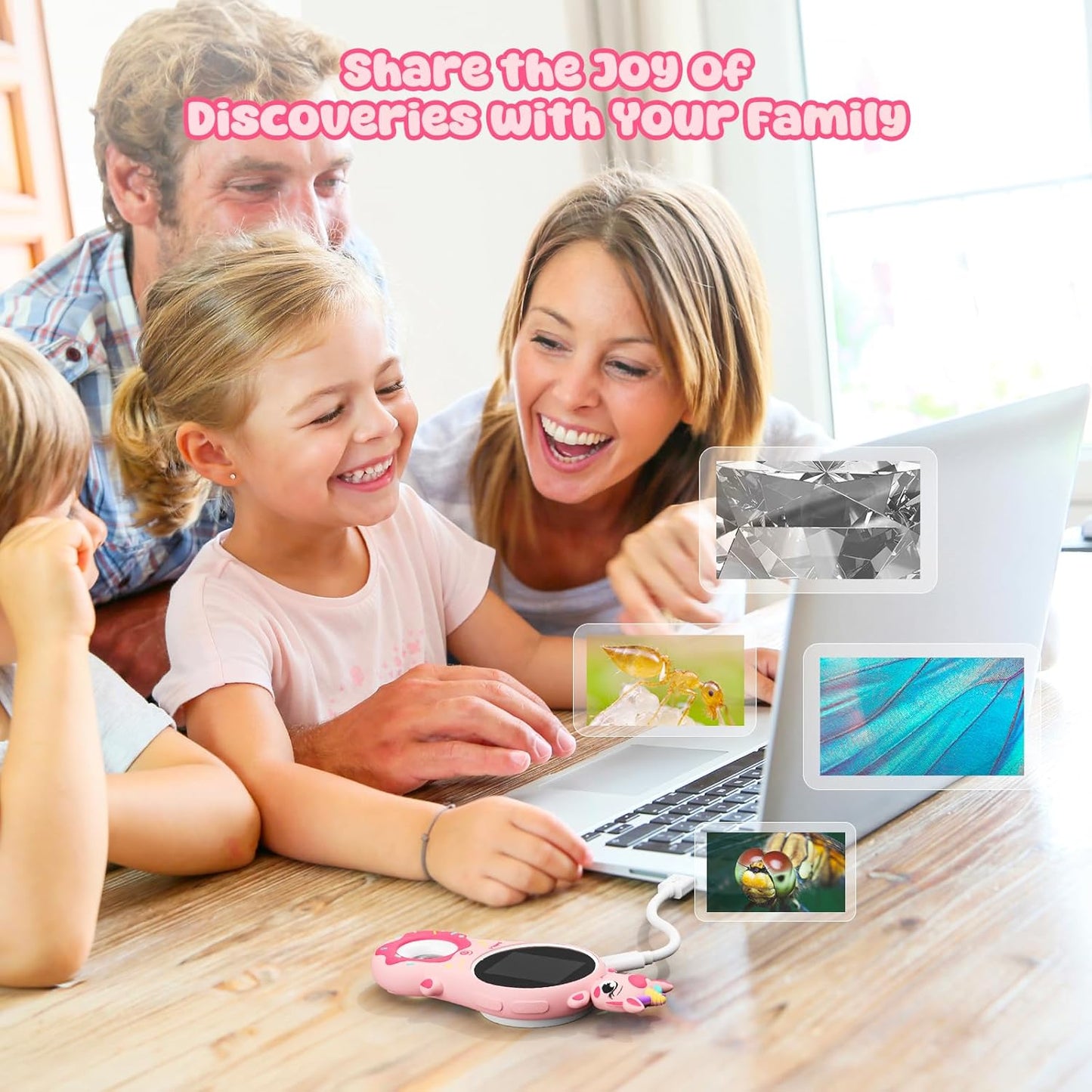 Kids Microscope,Ashfly 200X Magnifier for Kids,Mini Pocket Portable Digital Microscope for Educational Science Toys,Birthday Gifts for Age 3 4 5 6 7 8 Girls