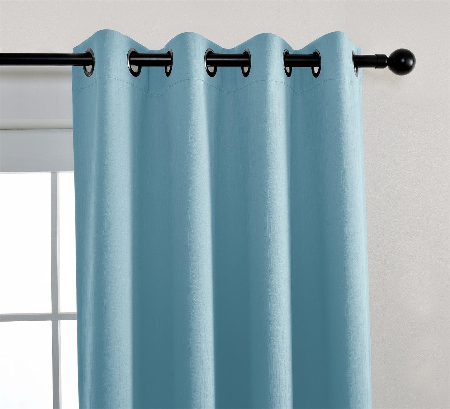 MIUCO Blackout Curtains Room Darkening Curtains Textured Grommet Panels for Living Room 2 Panels 52x84 Inch Long Sky Blue
