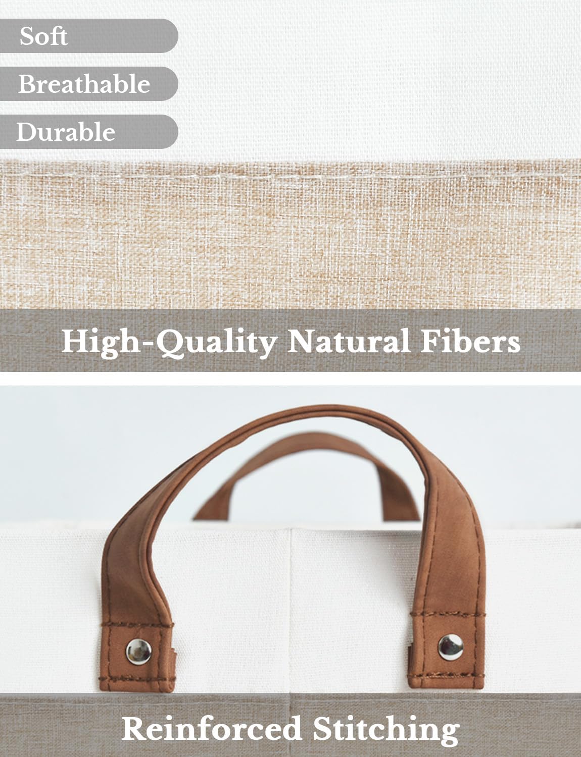 StorageWorks Storage Bins, Fabric Storage Bins for Shelves, Extra Large Storage Baskets with Metal Frame, Closet Baskets and Bins with Handles, Jumbo, Brown and White, 2-Pack