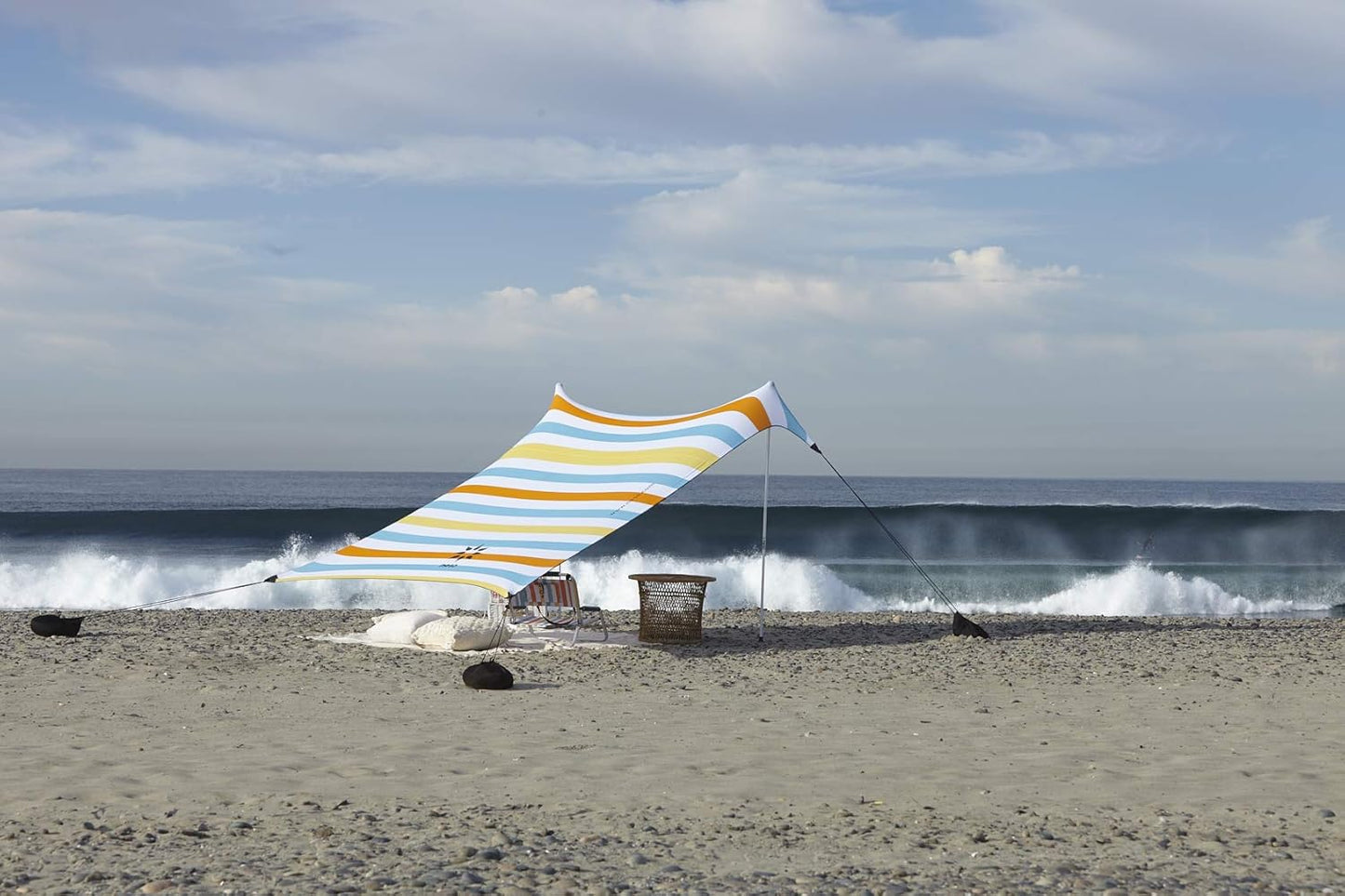 Neso Tents Beach Tent with Sand Anchor, Portable Canopy Sunshade - 7' x 7' - Patented Reinforced Corners (Vintage Stripes)