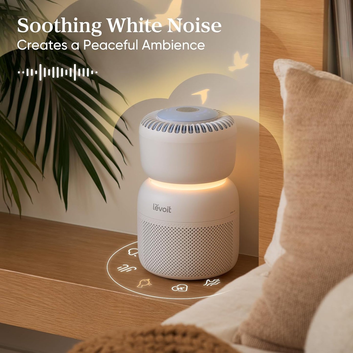 LEVOIT Air Purifier for Baby with White Noise Sound Machine and Blue-Light-Free Night Light in Bedroom, HEPA Filter Removes Ultrafine Particle, AHAM VERIFIDE, 5 Air Quality Monitor, Smart WiFi, Sprout