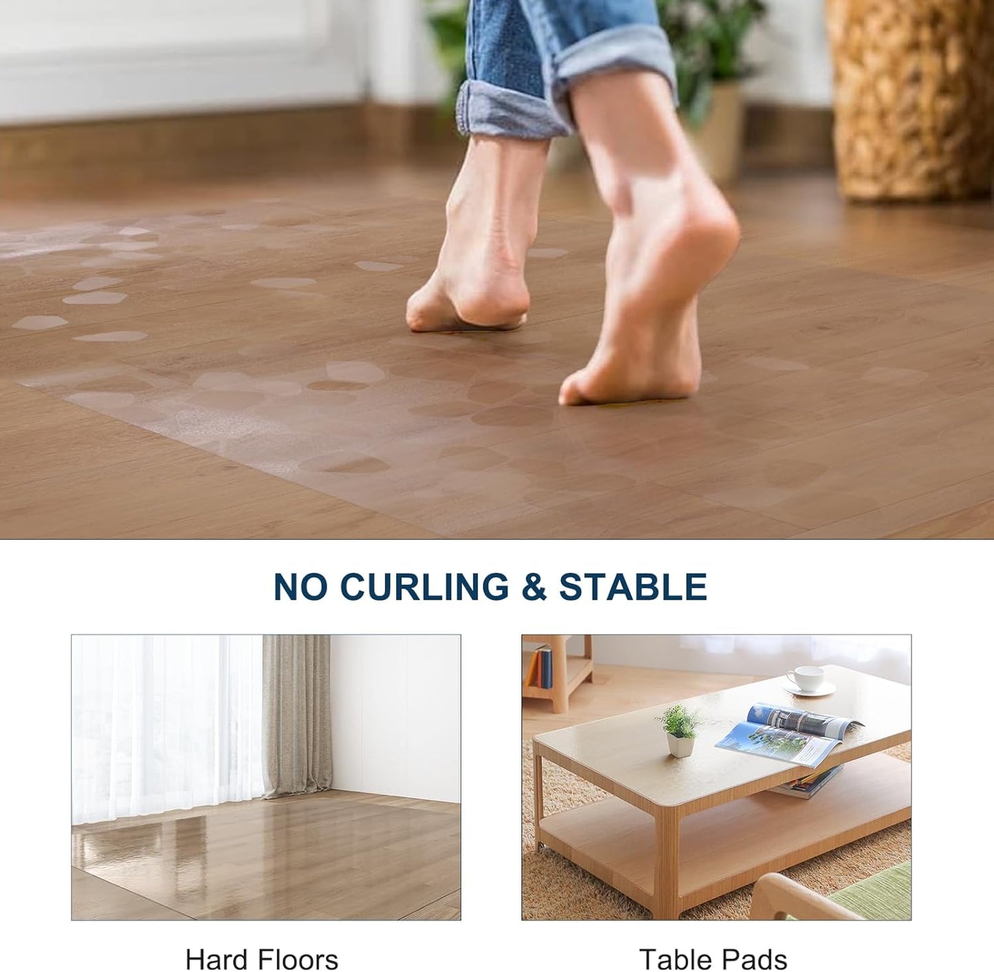 Clear Area Mat for Hard Floors, 4'×6' No Slip Vinyl Floor Mats for Under Dining Table, Pebble Patterned Waterproof Rug Protector for High Traffic Areas, Pet, Splat Mat