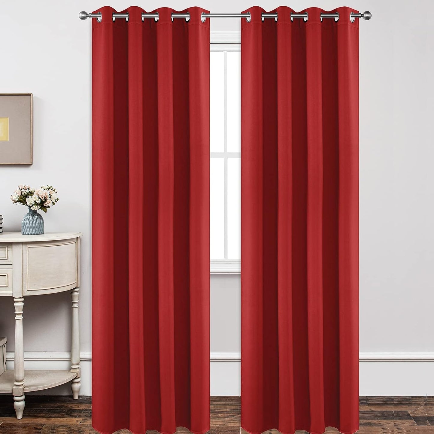 Joydeco Blackout Curtains 120 inches Long 2 Panels Set, Thermal Insulated Long Curtains & Drapes 2 Burg, Room Darkening Grommet Drapes for Bedroom Living Room Windows(W52 x L120 Inch, Red)