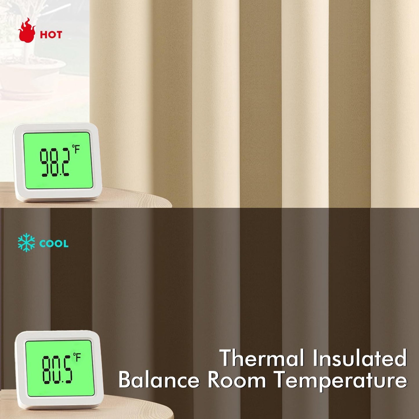 MIULEE Cream Beige Blackout Curtains for Bedroom Living Room 84 Inches Long 2 panels, Thermal Insulated Room Darkening Drapes Solid Grommet Top Noise Reducing Light Blocking Window Curtains 40x84 Inch